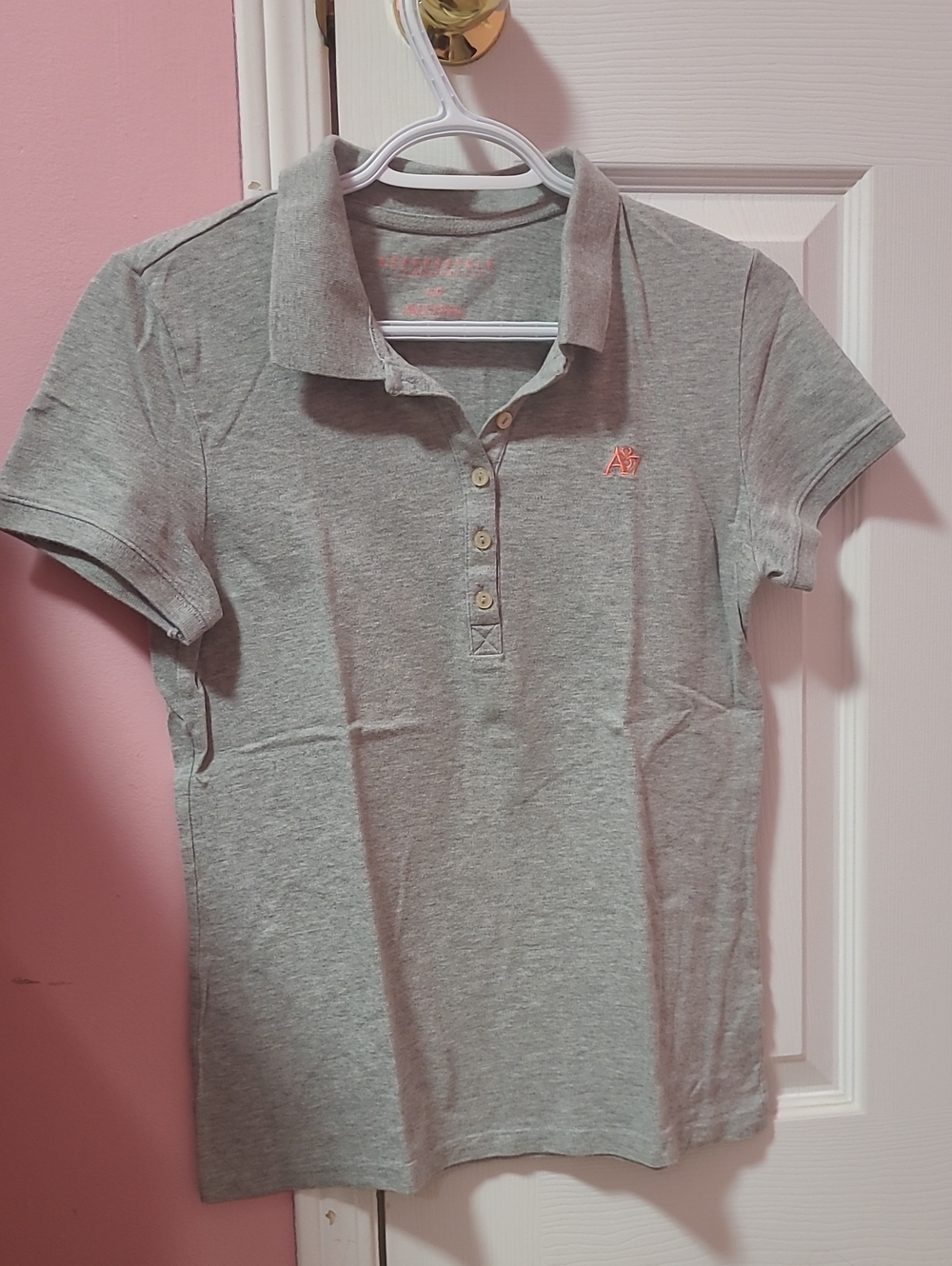 Aeropostale Light Gray Polo with Pink Logo